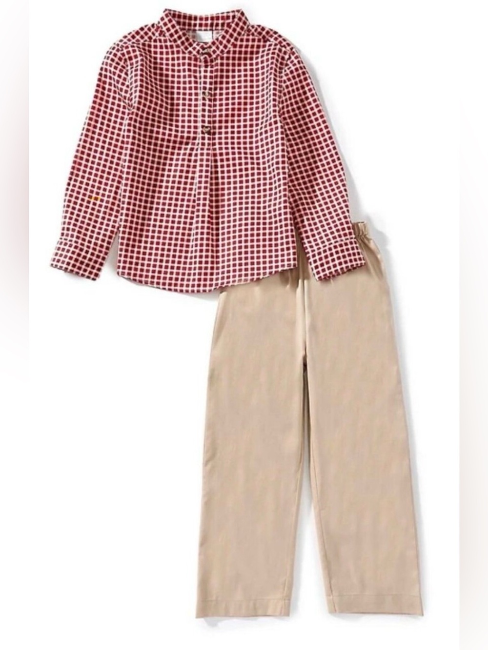 🆕 Edgehill Collection |  Woven Gingham Long Sleeve Top & Pants - 2 Piece Set